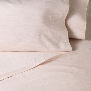 Hearth & Hand Micro Stripes Soft Neutral Rust Color Linen Blend Bedding Sheets
